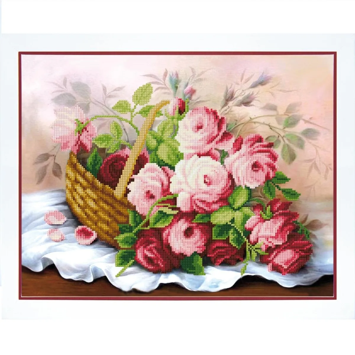 BASKET OF FLOWERS Beadwork kit Charivna mit | Crystal Art (B-753), Bead Embroidery, Size 35 x 26 cm