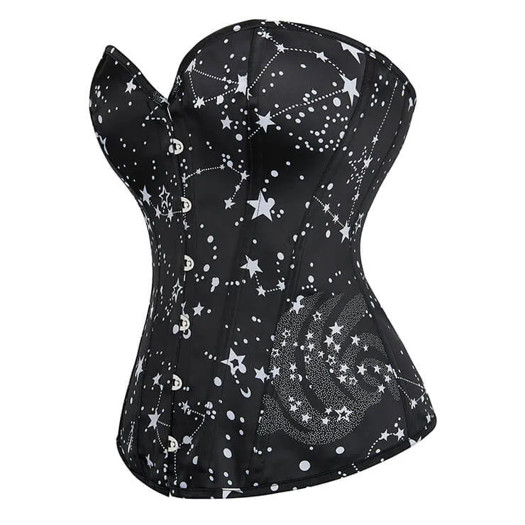 Black and Silver Star Steel Boned Corset