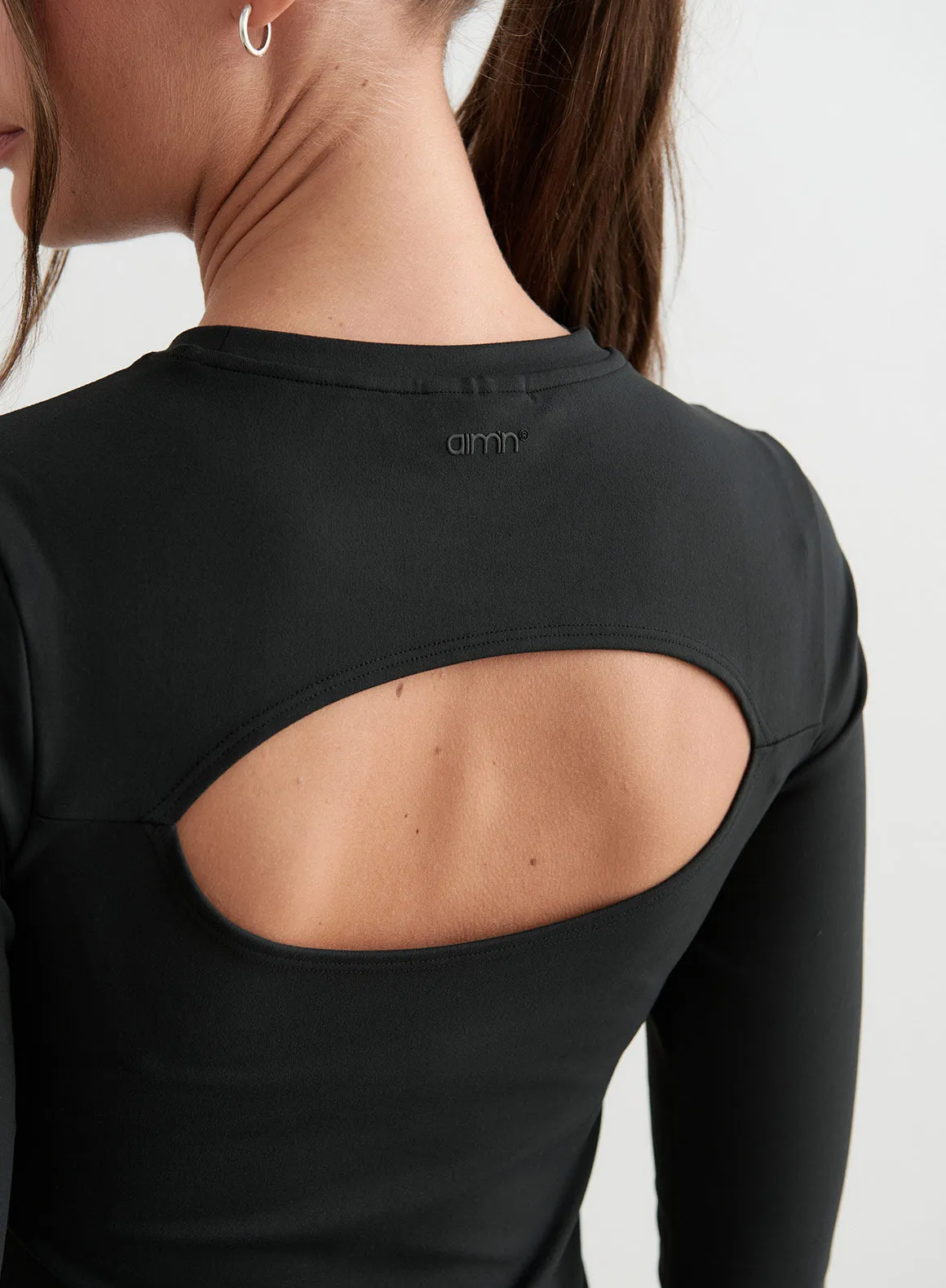 Black Sense Cutout Back Long Sleeve