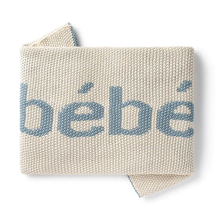 blanket knit bebe - natural/blue