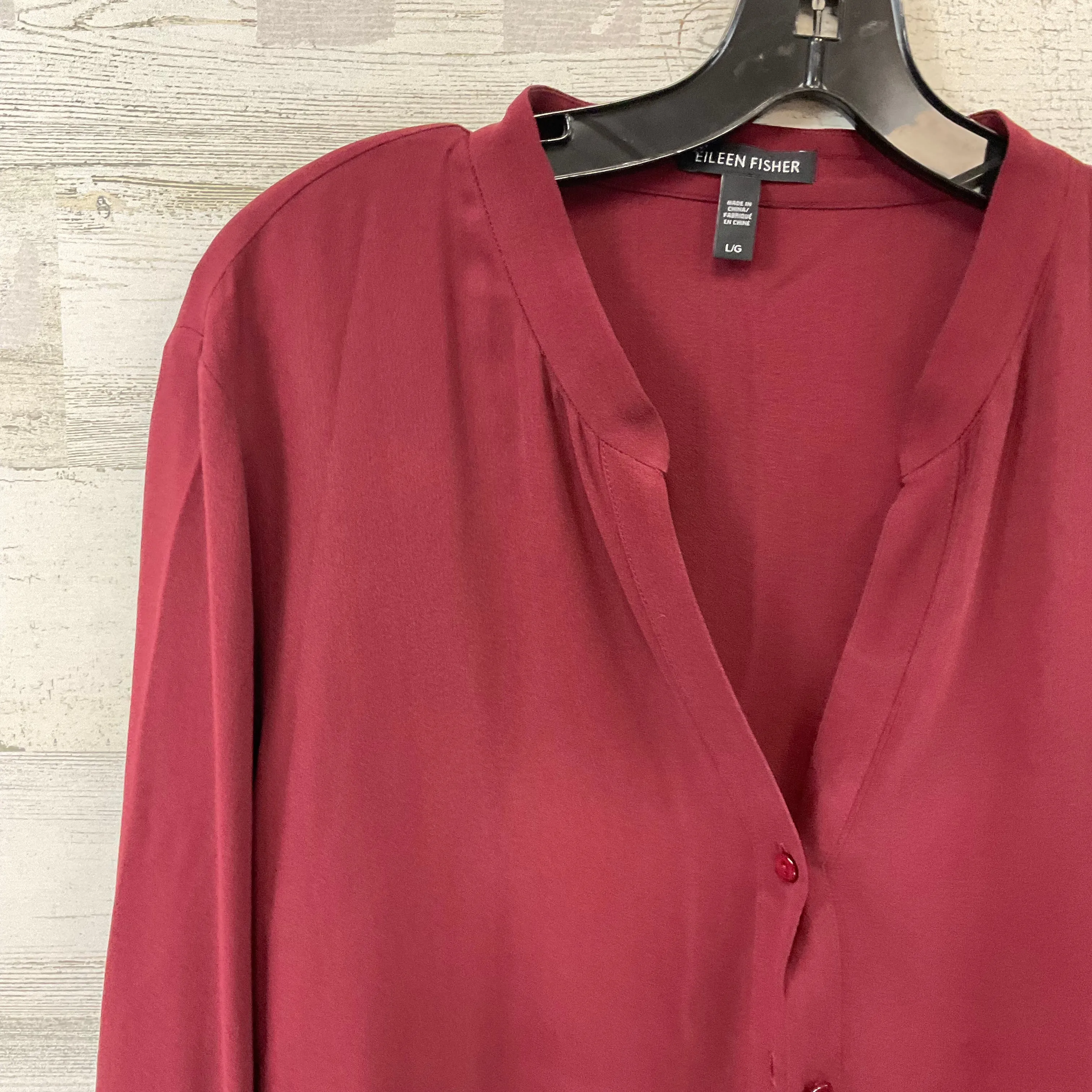 Blouse Long Sleeve By Eileen Fisher In Red, Size: L