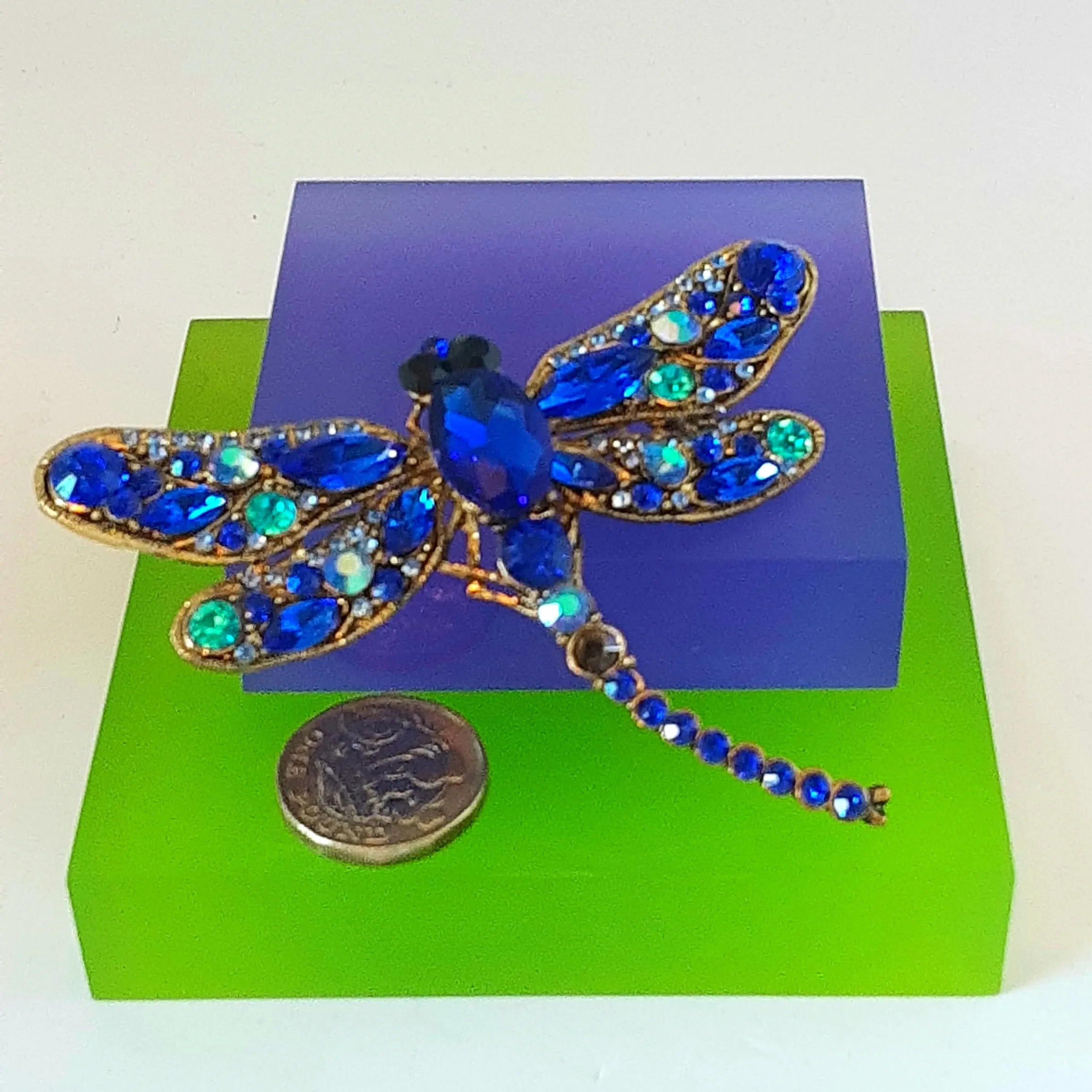 Blue Bling Dragonfly Brooch