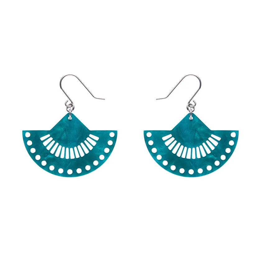 Boho Fan Essential Drop Earrings - Green