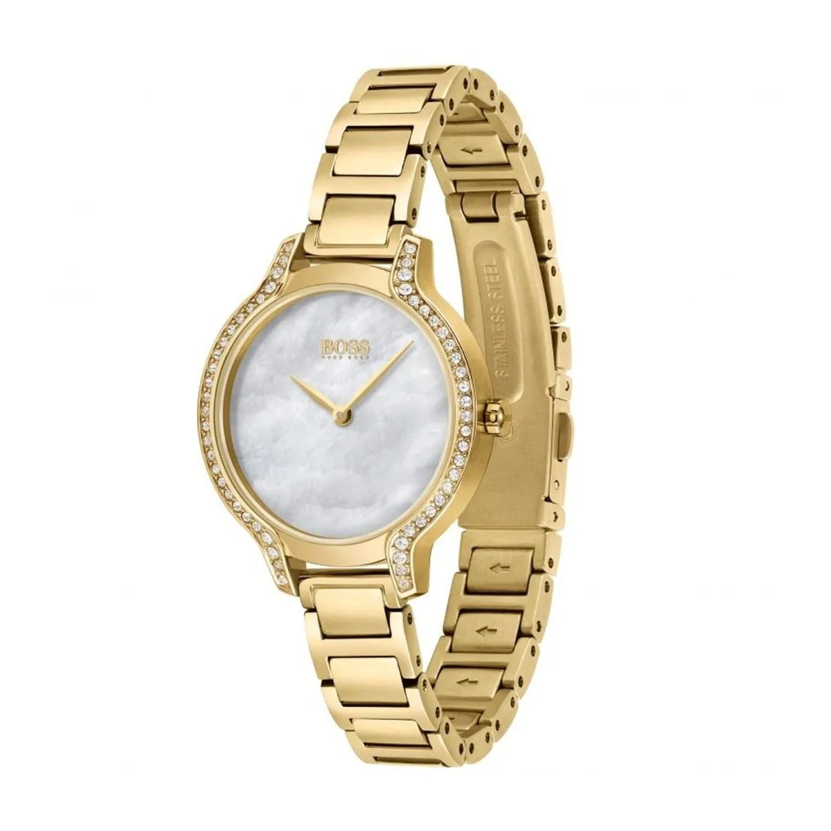 BOSS 'Gala' 28mm Gold IP Bracelet Quartz Ladies Watch