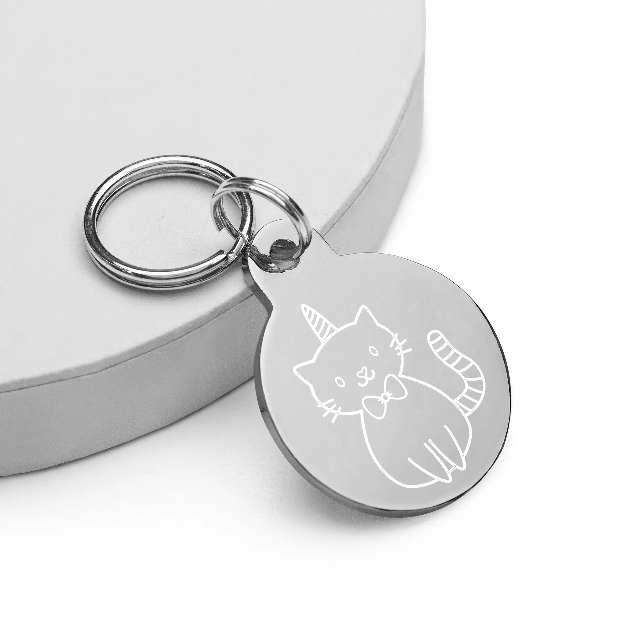 Bowtie Cat Engraved pet ID tag