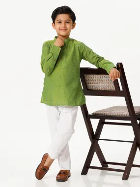 Boys Breeze Cotton Full Sleeves Yellowish Green Kurta with Pyjama Pant Combo