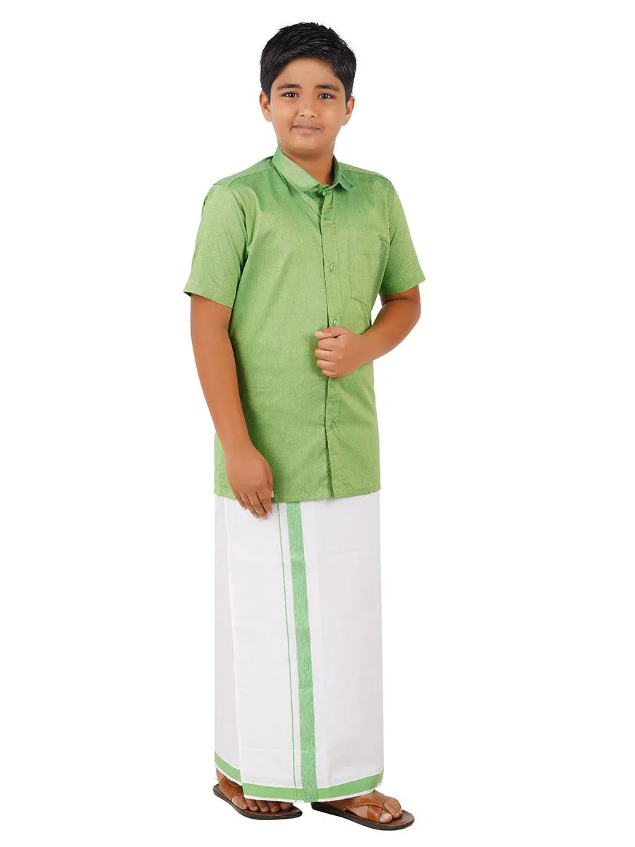 Boys Matching Dhoti & Shirt Combo Lime Green OX14