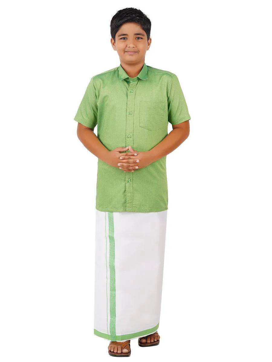 Boys Matching Dhoti & Shirt Combo Lime Green OX14