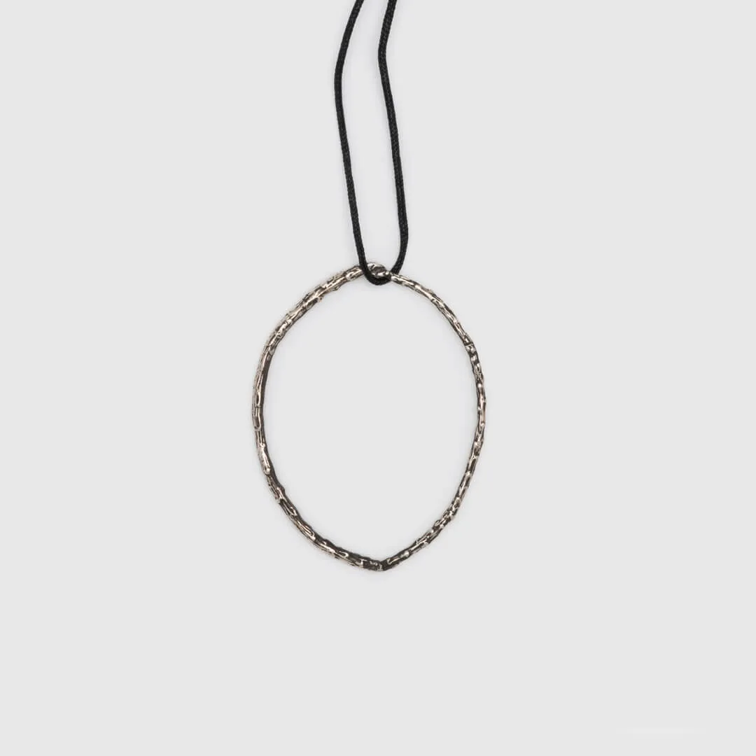 Branch hoop pendant - casual necklace - silver 925 - black oxidation