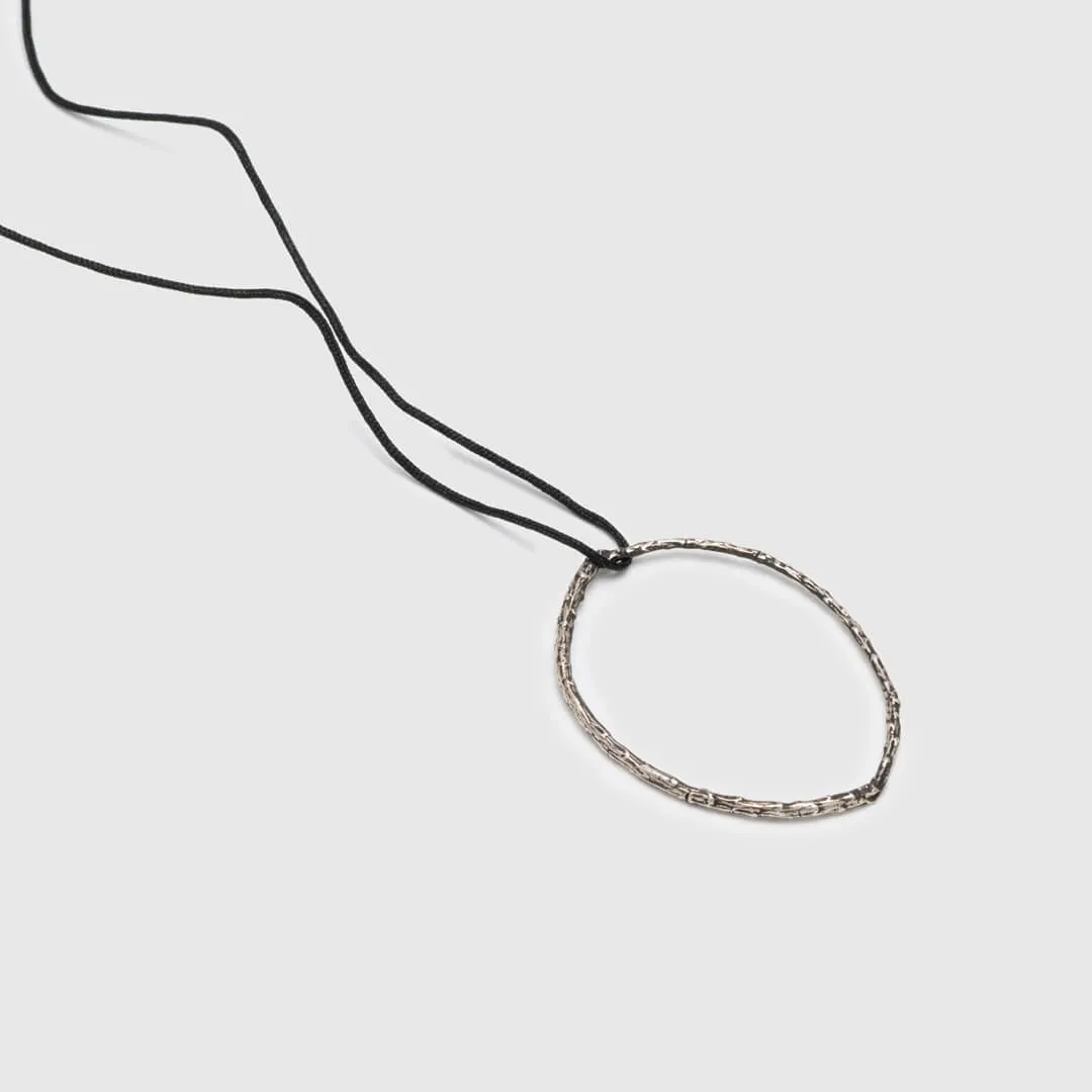 Branch hoop pendant - casual necklace - silver 925 - black oxidation