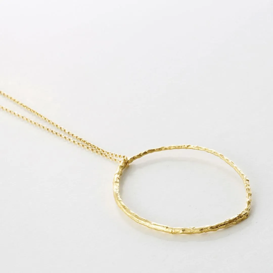 Branch hoop pendant - sparkling necklace - silver 925 - gold plated