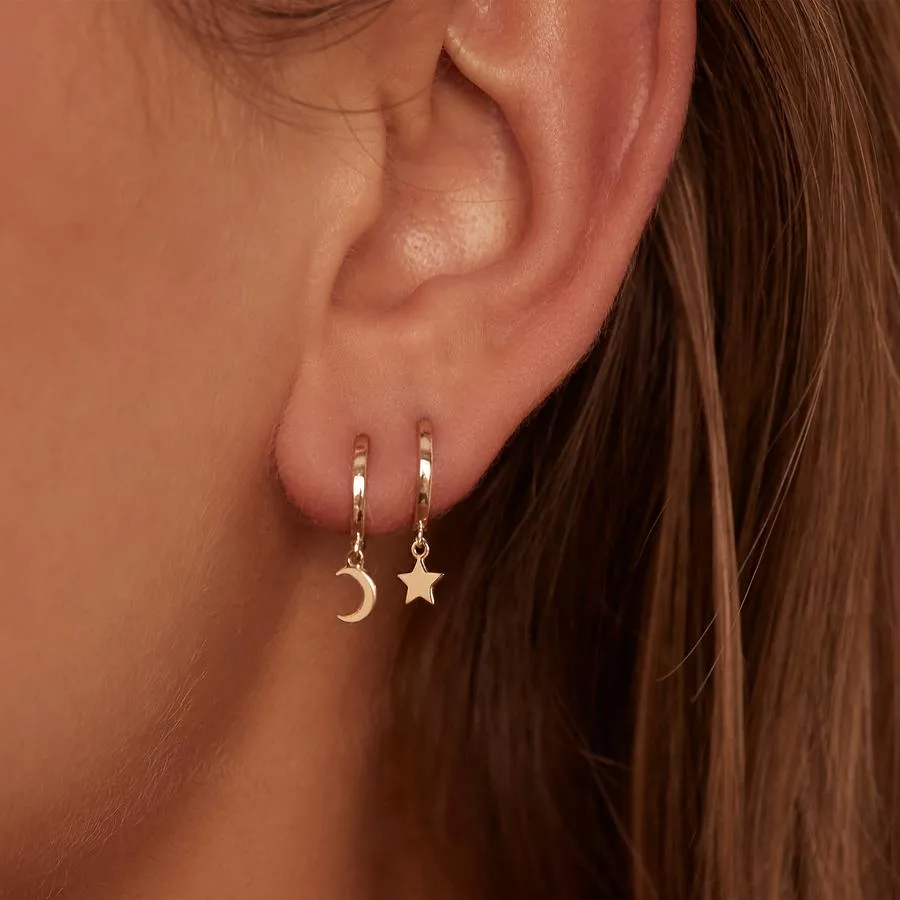 By Charlotte 14k Gold Wish Upon a Star Single Hoop Earring