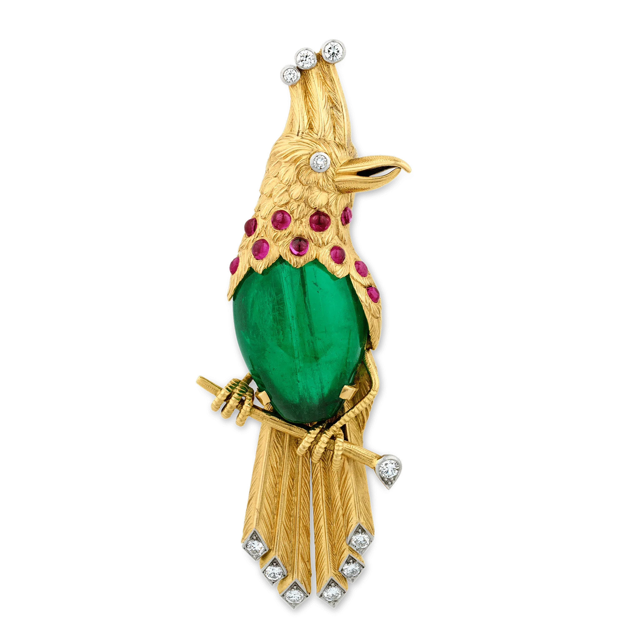 Cartier Colombian Emerald Bird Brooch, 45.00 carats