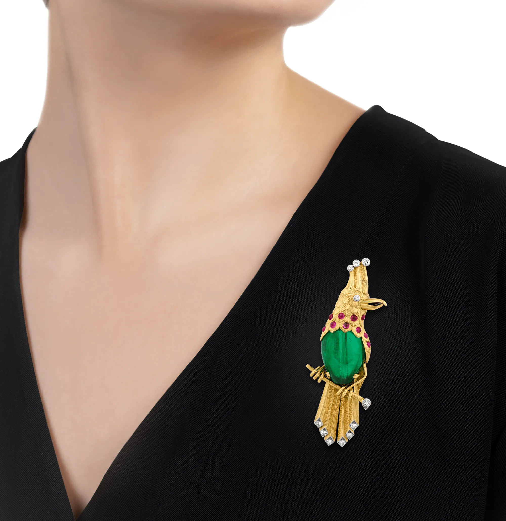 Cartier Colombian Emerald Bird Brooch, 45.00 carats