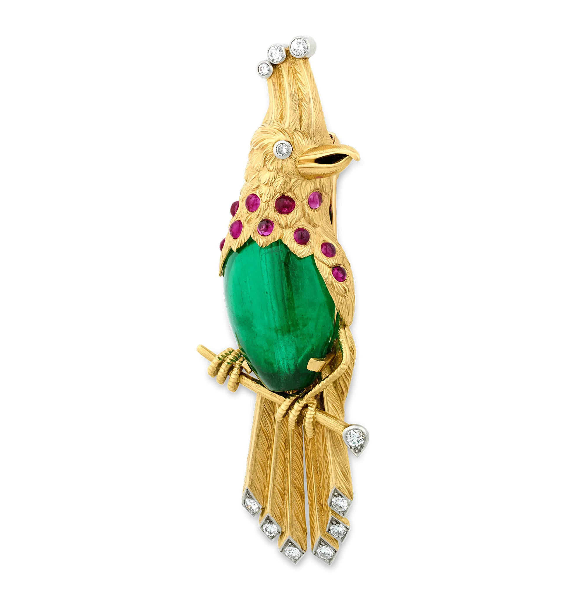 Cartier Colombian Emerald Bird Brooch, 45.00 carats