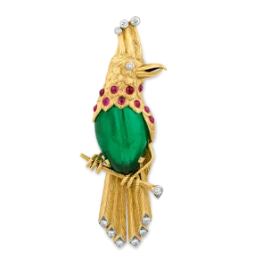 Cartier Colombian Emerald Bird Brooch, 45.00 carats