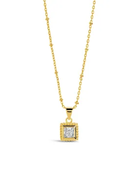 Cassia CZ Square Pendant Necklace