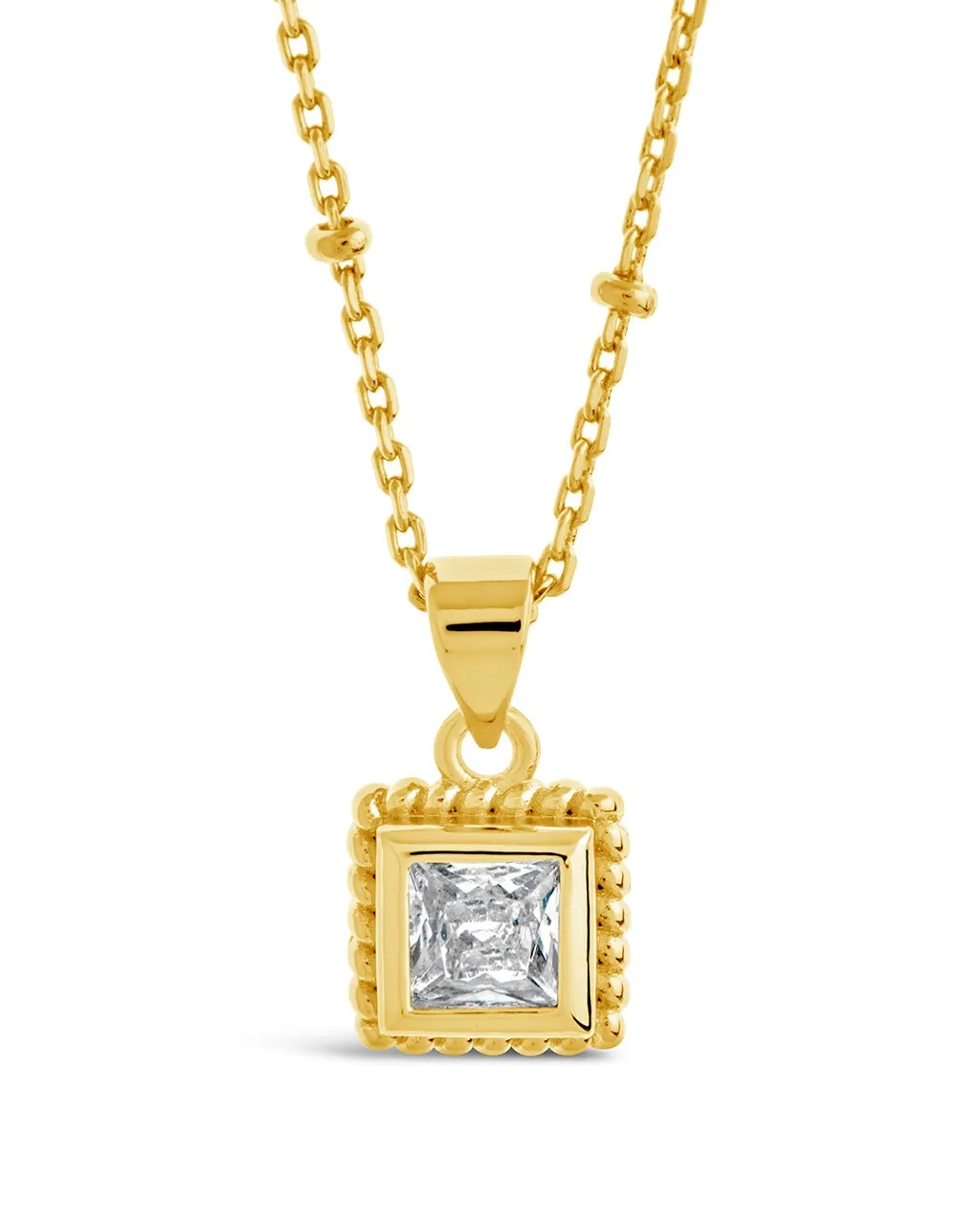 Cassia CZ Square Pendant Necklace