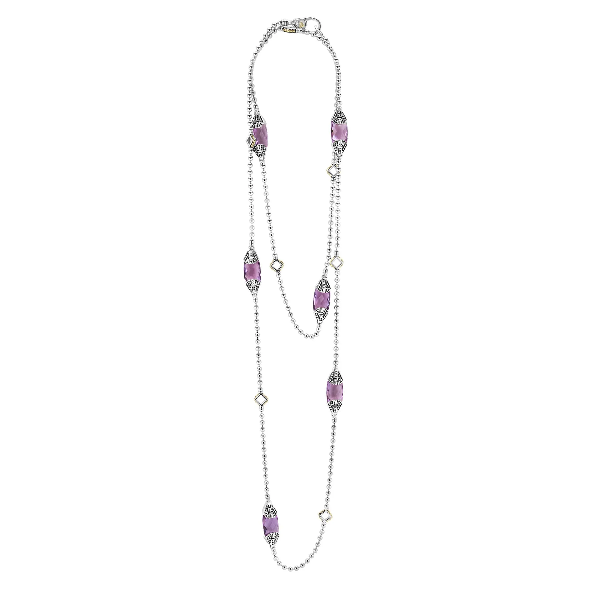 Caviar Color Six Station Amethyst Necklace