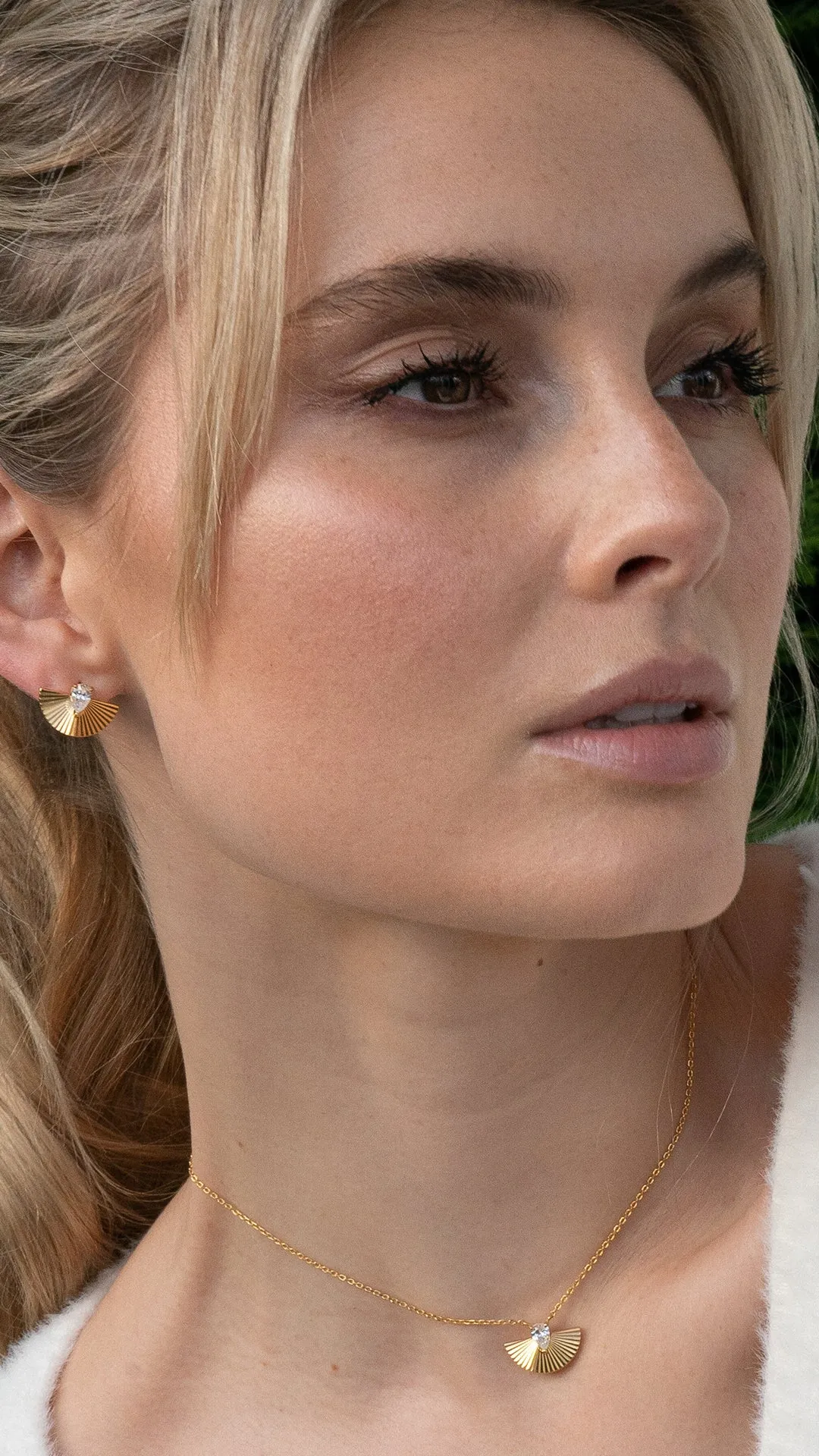 Celene Fan Studs 18K Gold Vermeil