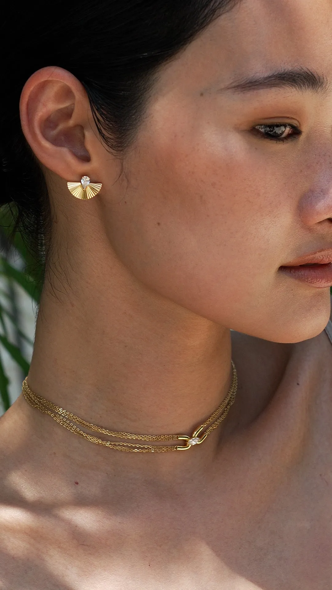 Celene Fan Studs 18K Gold Vermeil