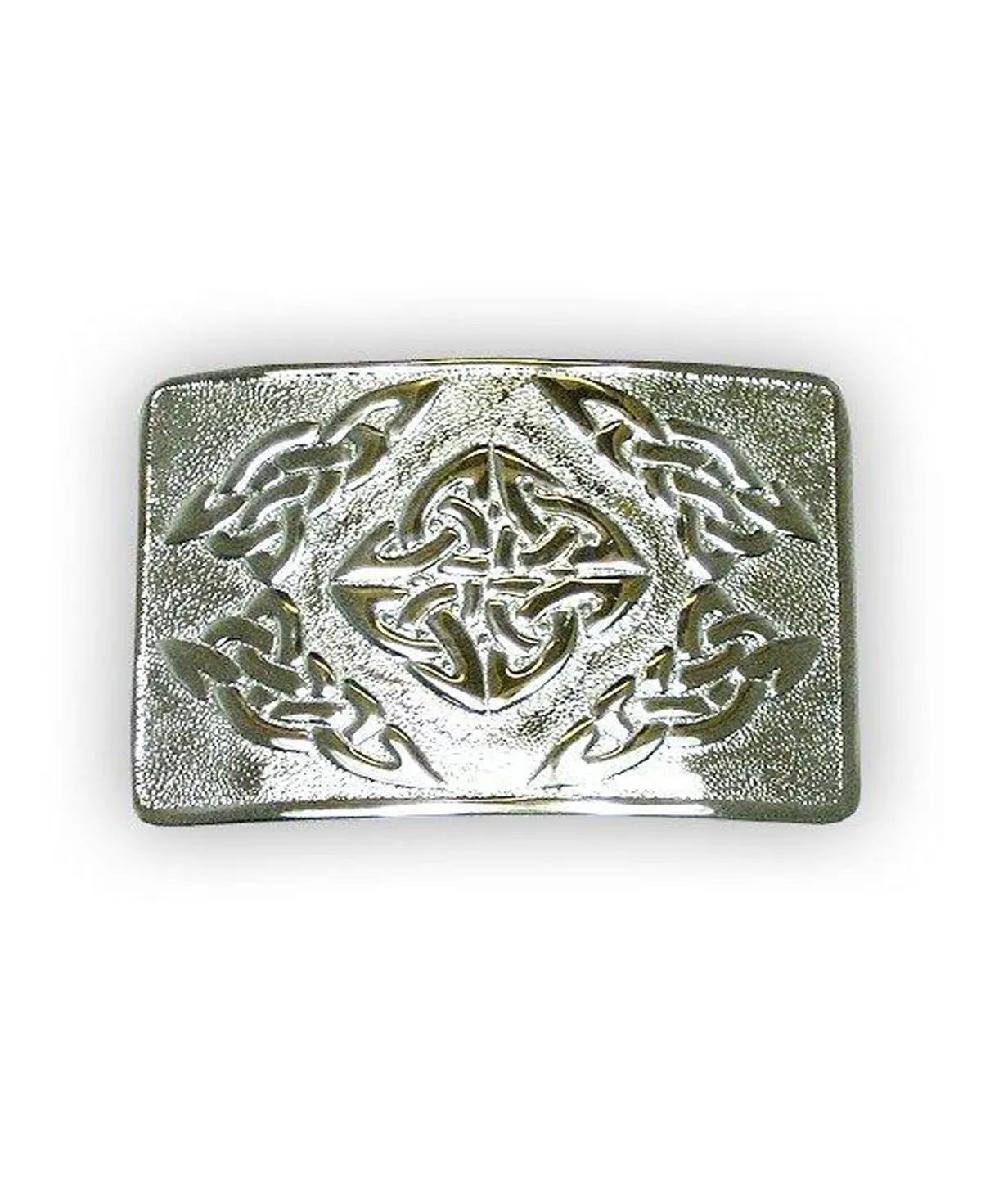 Celtic Square Belt Buckle, Chrome Finish