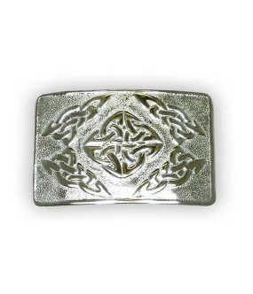 Celtic Square Belt Buckle, Chrome Finish