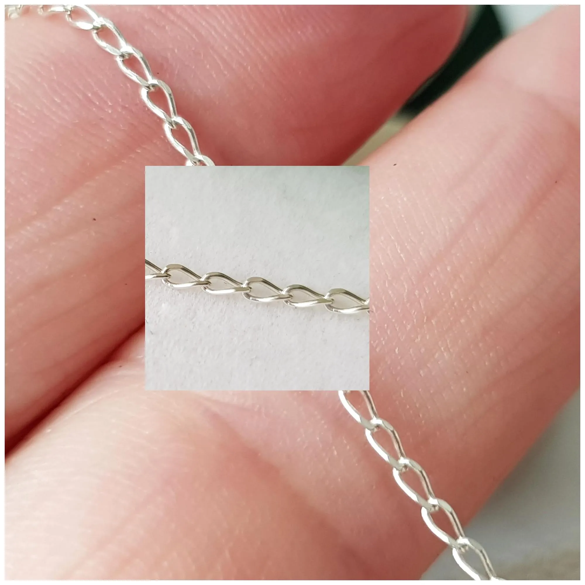 Chains - Long Curb Diamond Cut Chain Genuine Sterling Silver Unfinished | Jewellery Making Supply