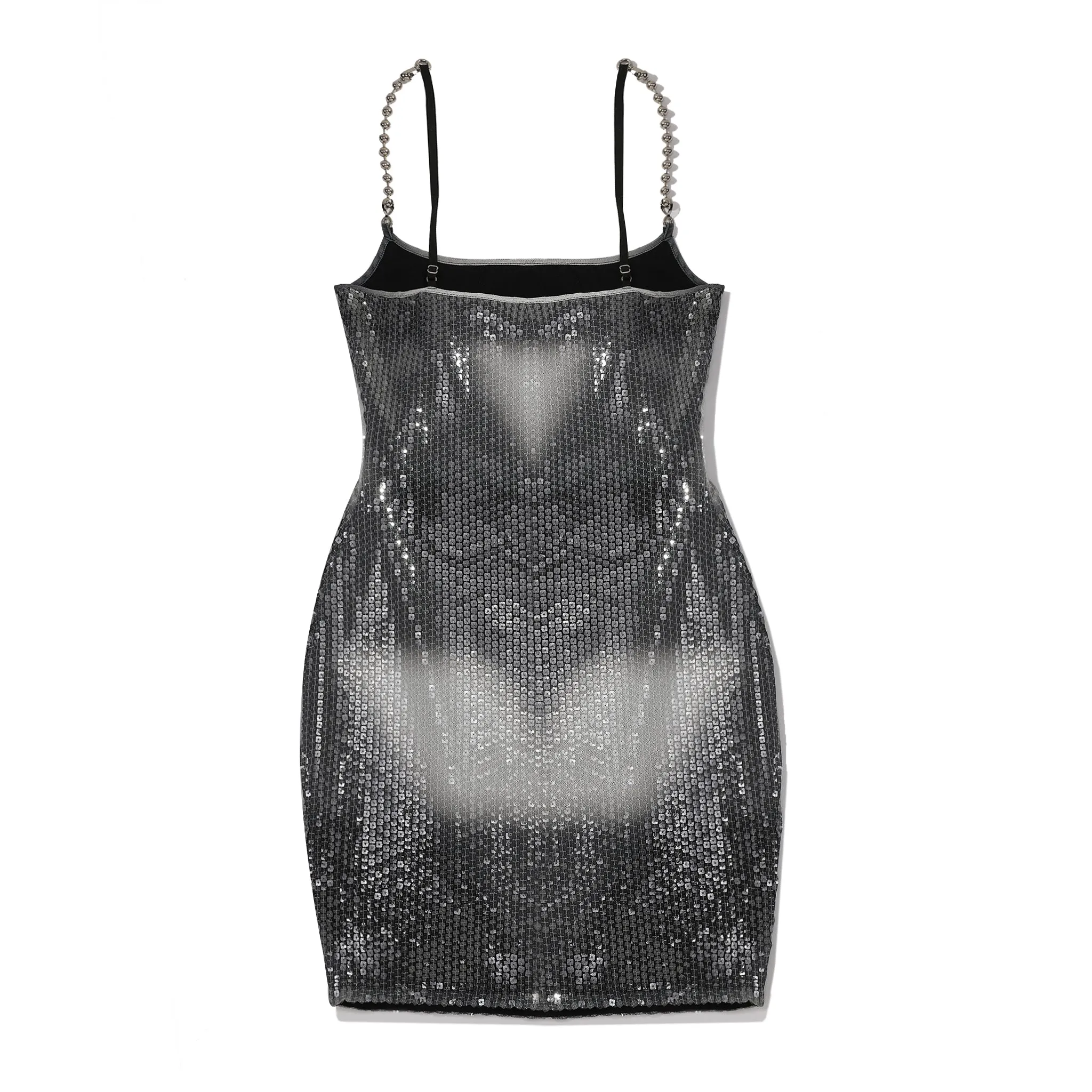 Checker Sequin Ballchain Dress - Black