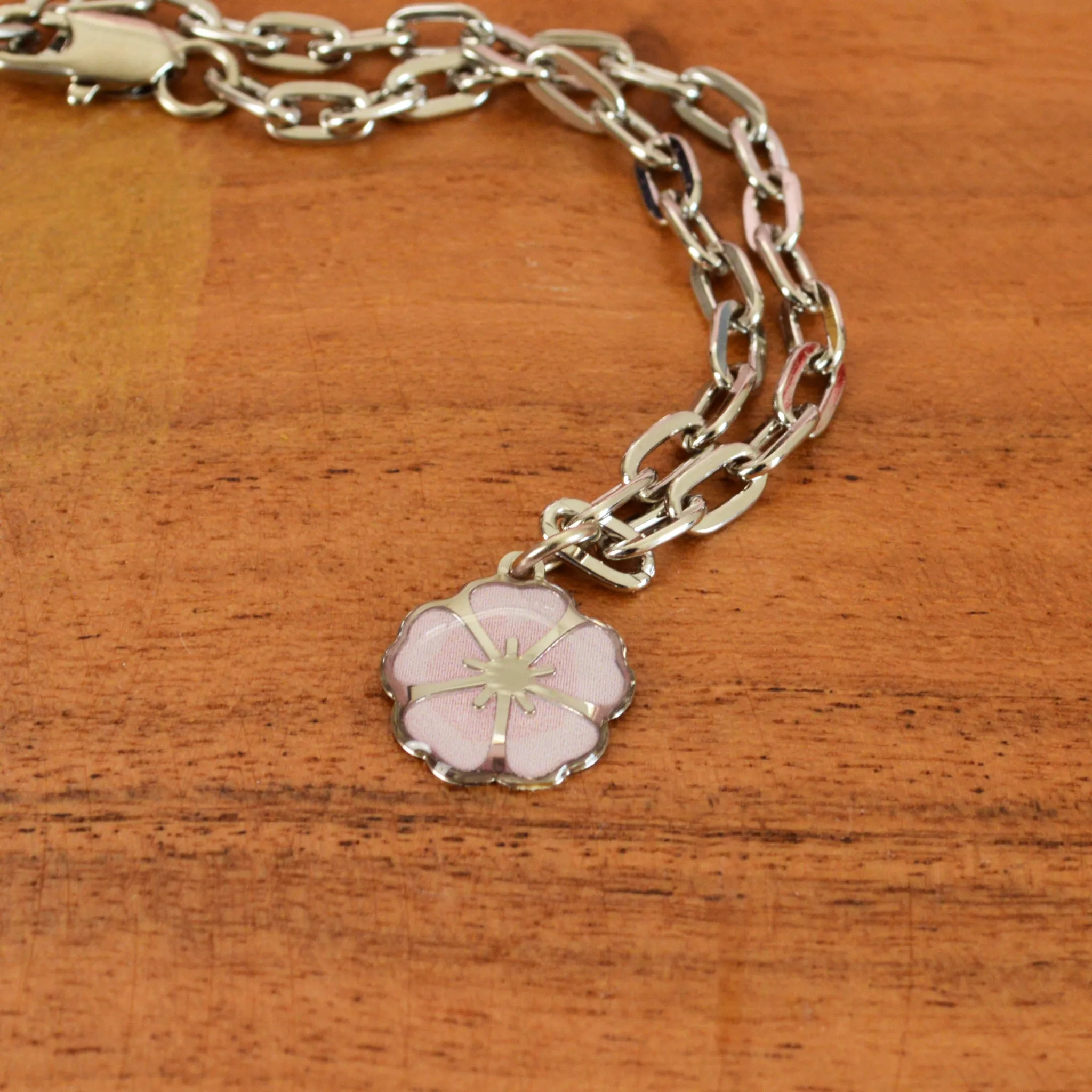 Cherry Blossom Charm Chain Bracelet