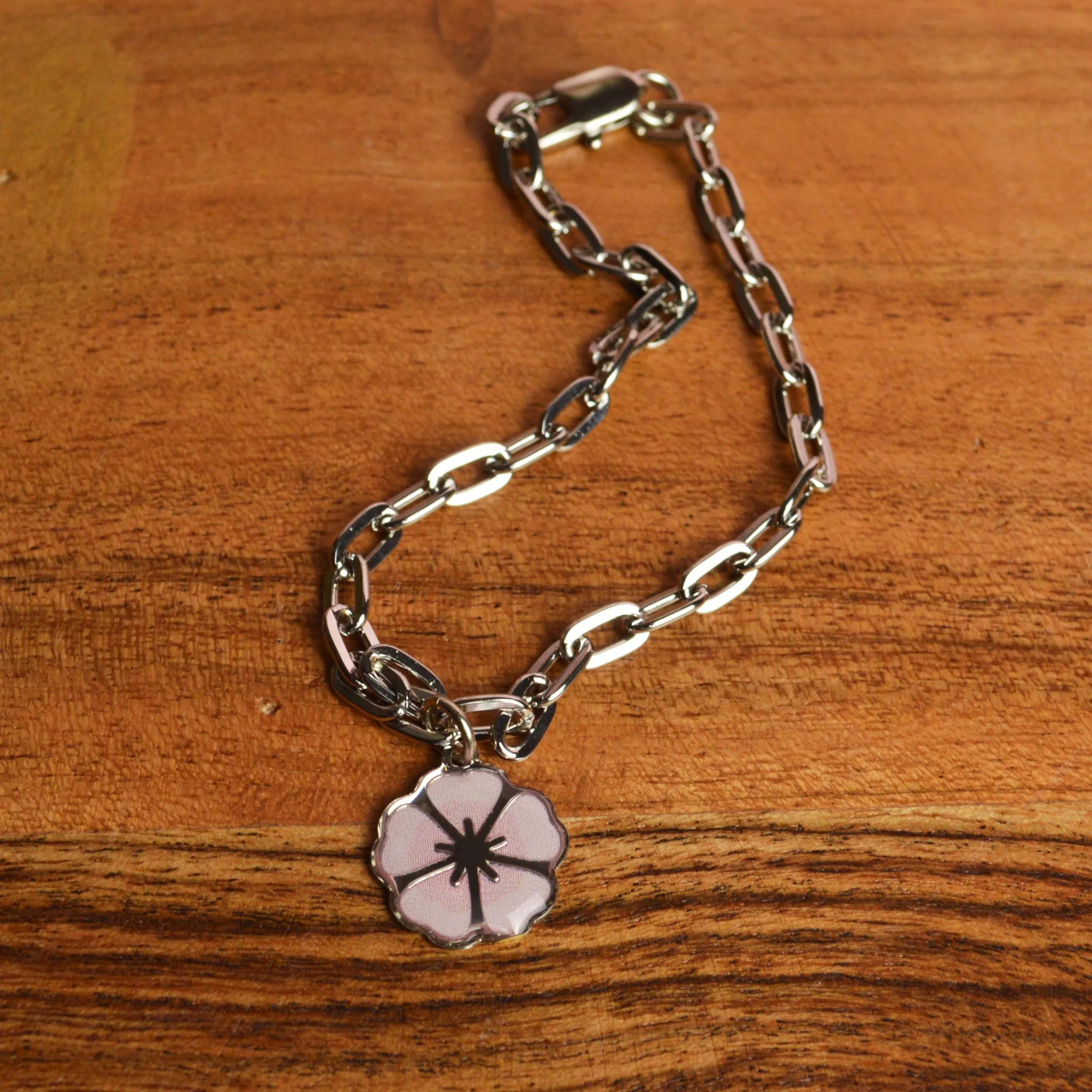 Cherry Blossom Charm Chain Bracelet