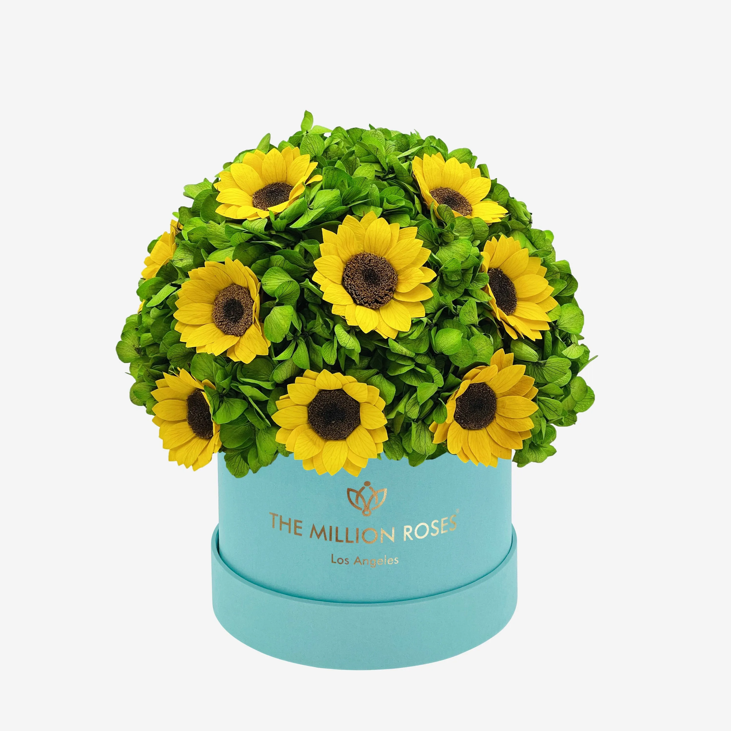 Classic Mint Green Suede Box | Green Hydrangeas & Sunflowers