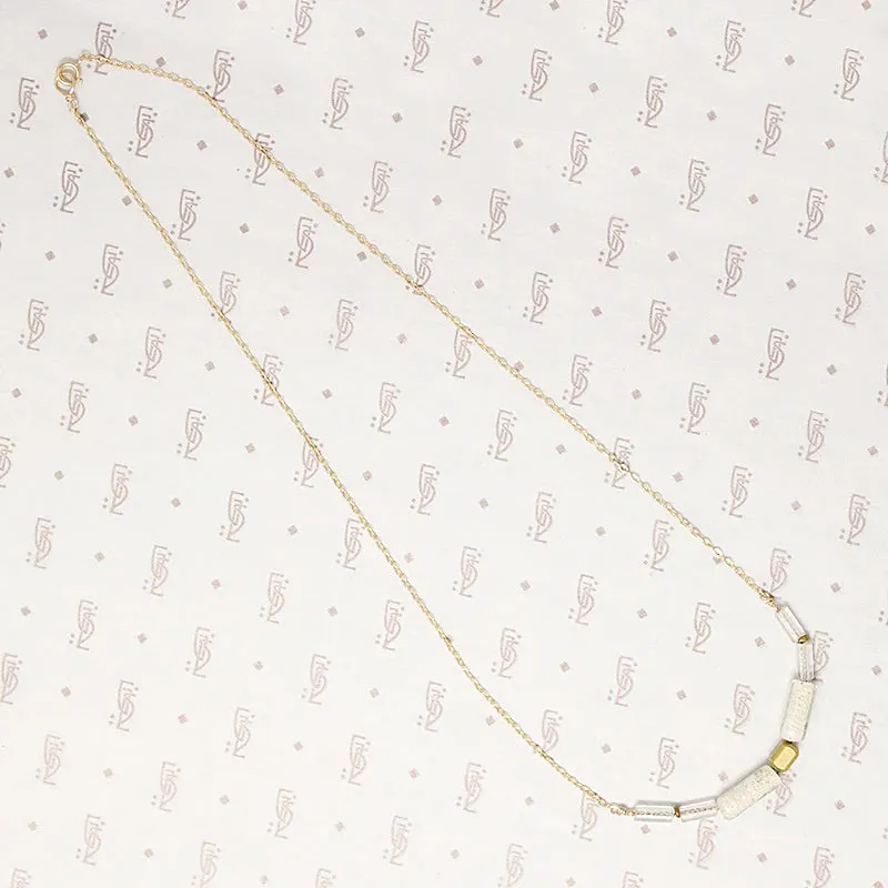 Cloudy Day Glass & Brass Bead Necklace by Brin