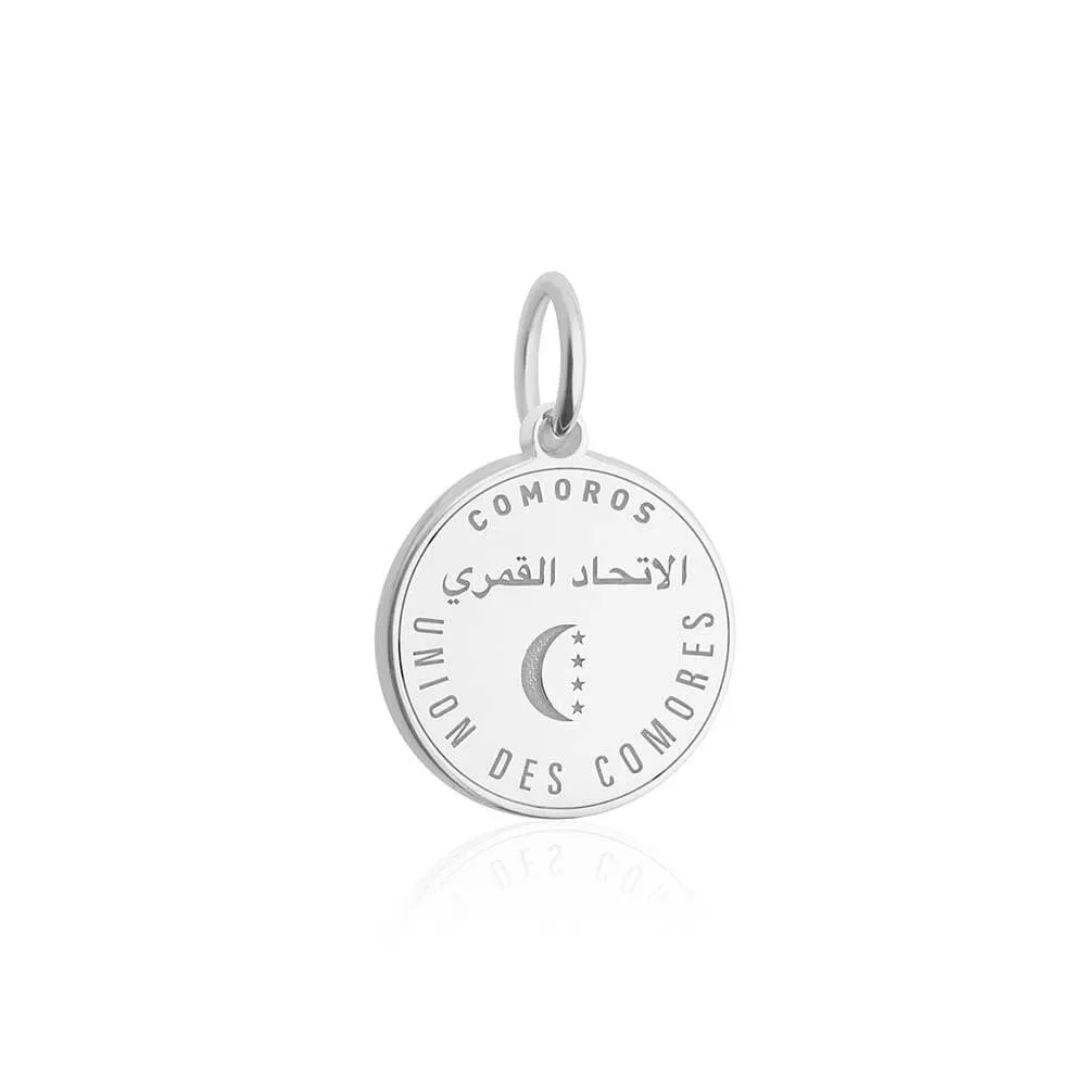 Comoros Passport Stamp Charm Silver