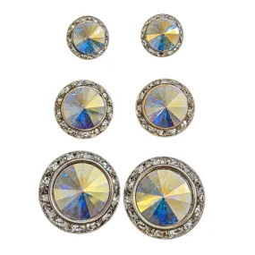 Competition Crystal Stud Earrings - AB - 3 sizes