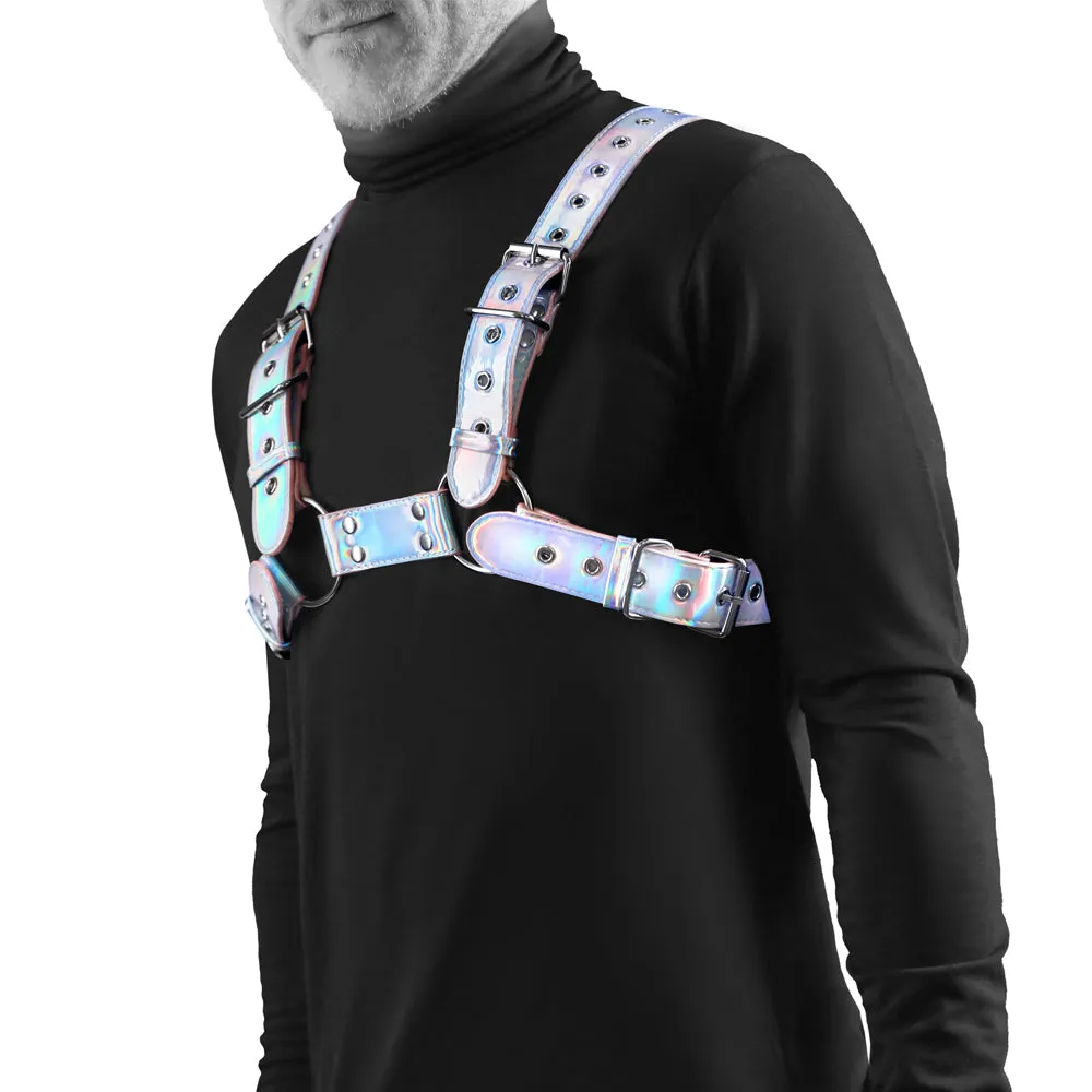 Cosmo Rogue Holographic Rainbow Bulldog Chest Harness