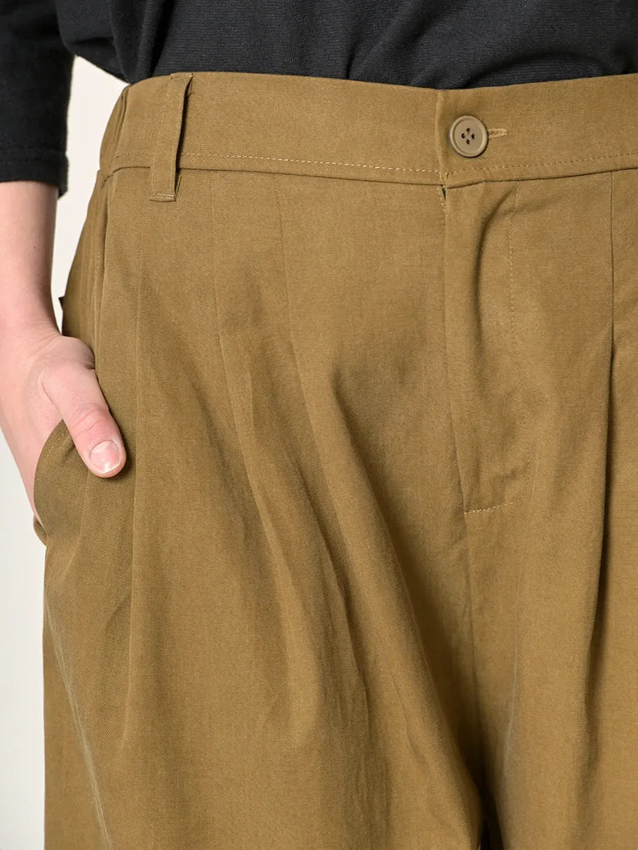 Cropped Wide Leg Tencel® Trousers with Back Pockets