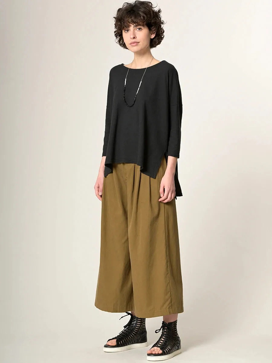 Cropped Wide Leg Tencel® Trousers with Back Pockets