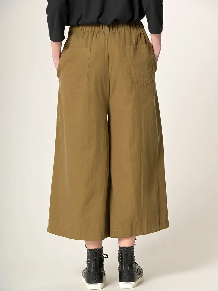 Cropped Wide Leg Tencel® Trousers with Back Pockets