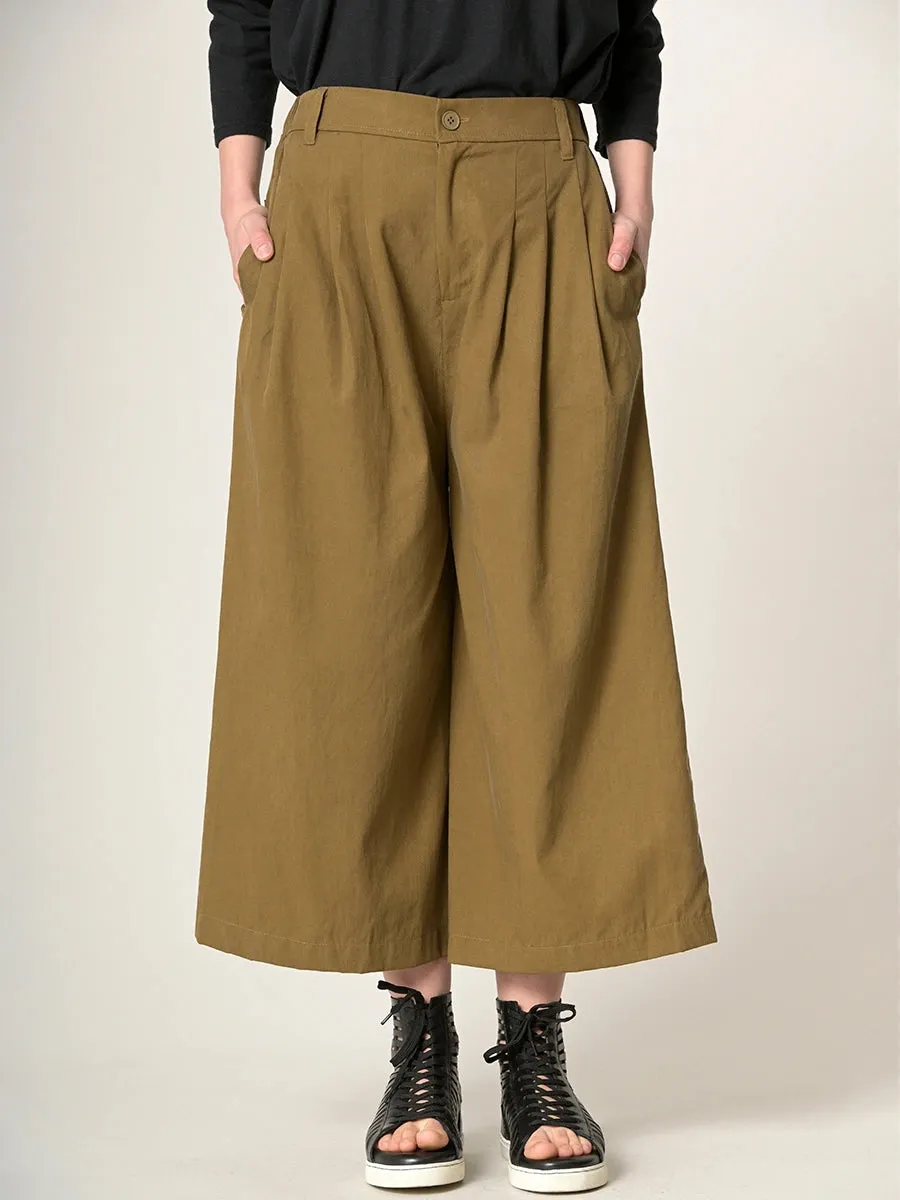 Cropped Wide Leg Tencel® Trousers with Back Pockets