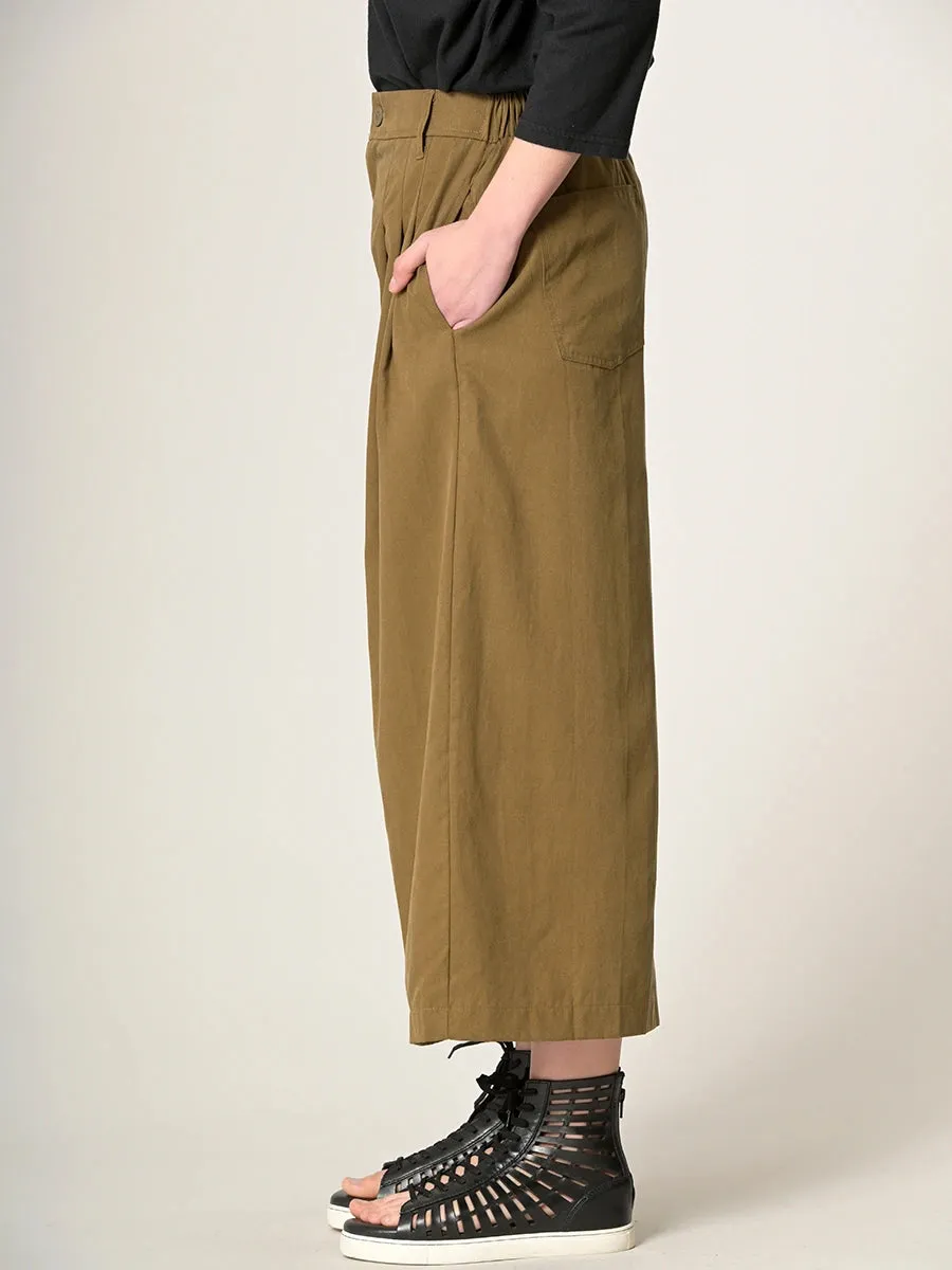 Cropped Wide Leg Tencel® Trousers with Back Pockets