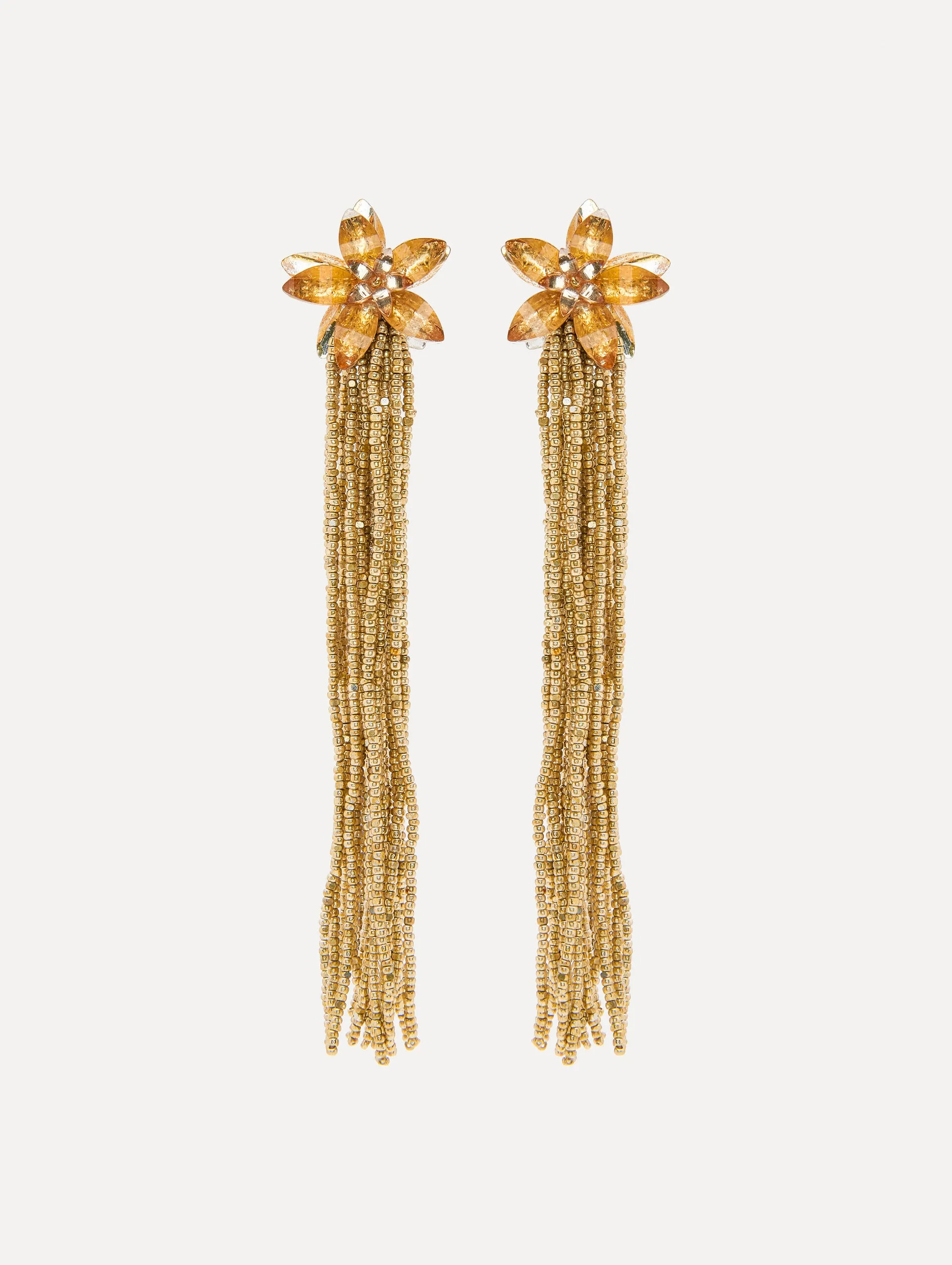 Crystal Flower Tassel Earrings