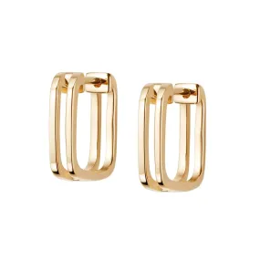 Daisy London Double Square Huggie Hoop Earrings, Gold