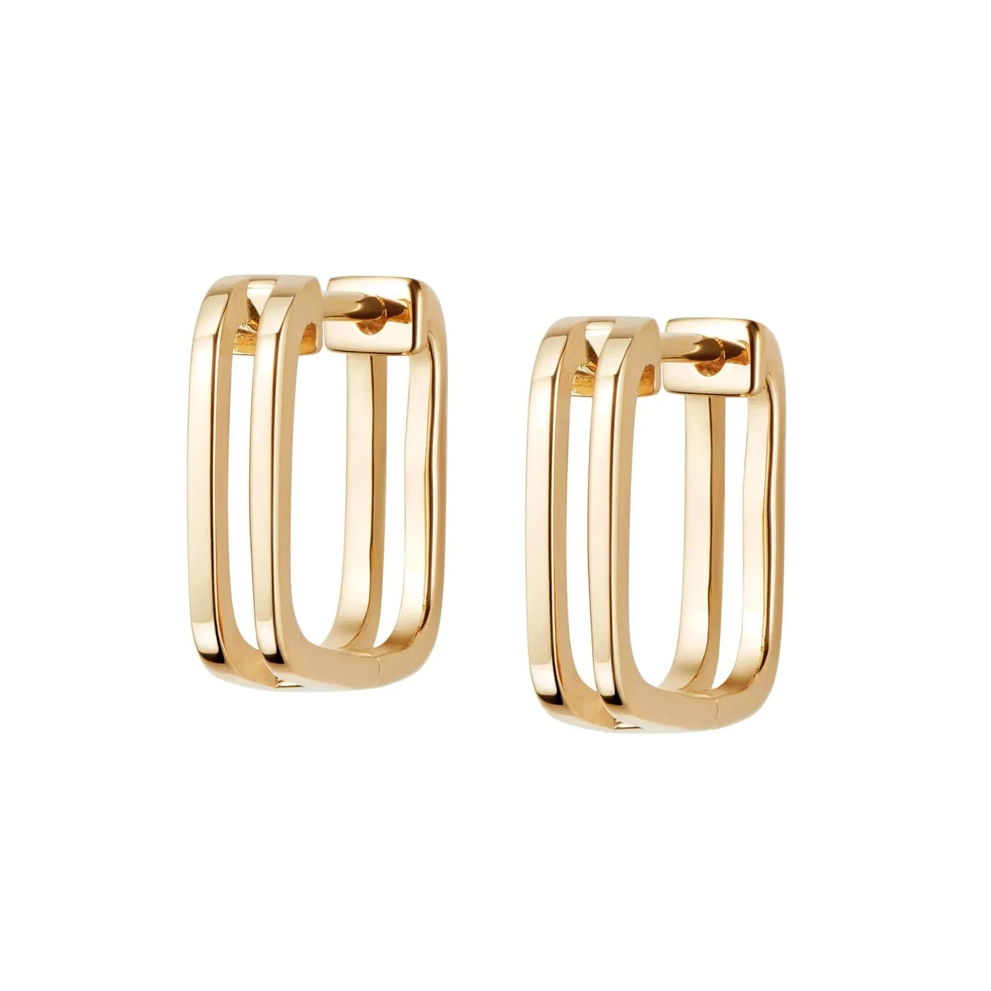 Daisy London Double Square Huggie Hoop Earrings, Gold