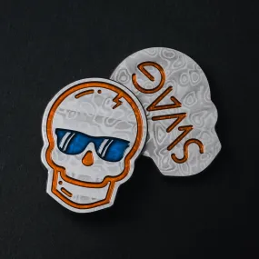 Damascus Orange Skull Ball Marker