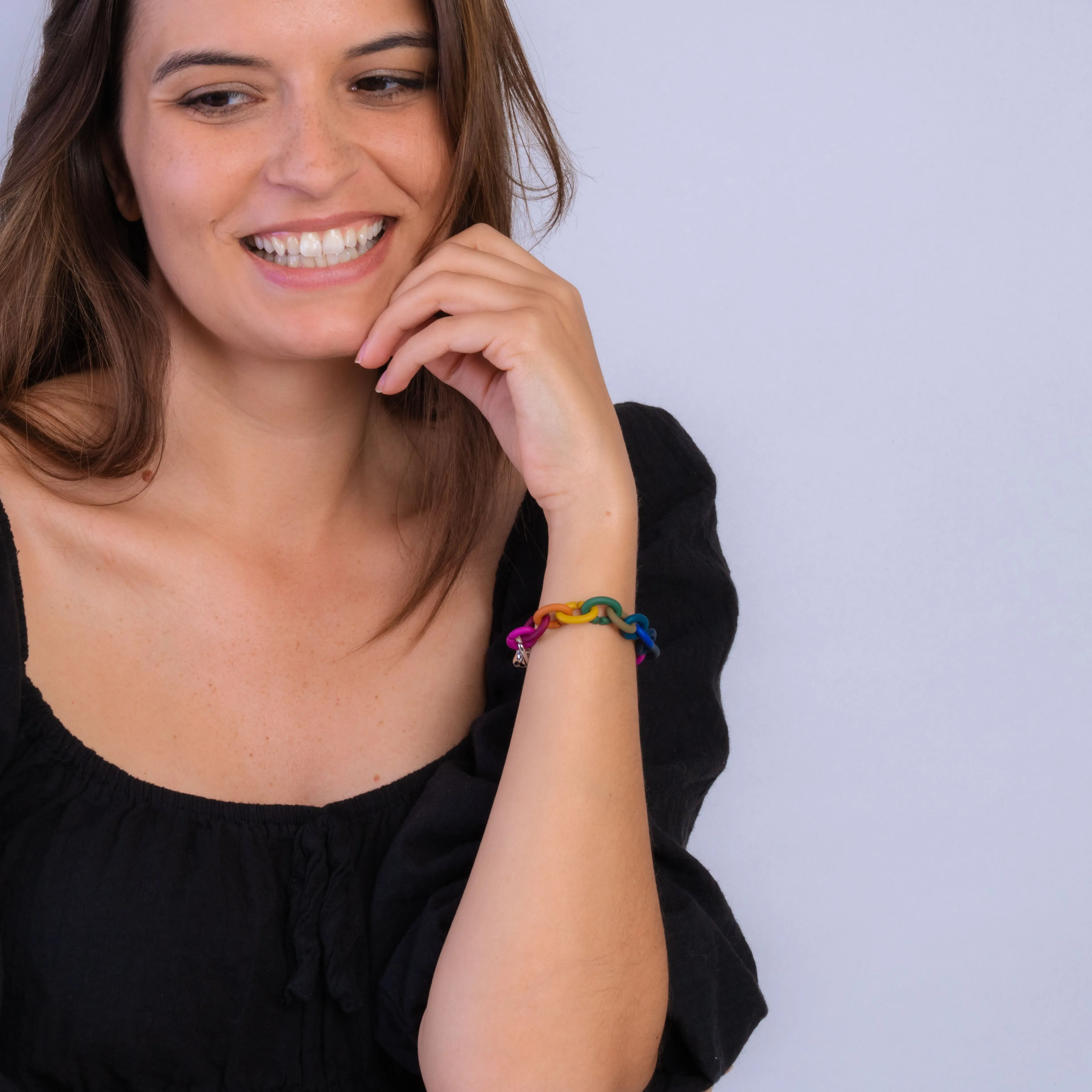 Dark Rainbow Silver Bracelet