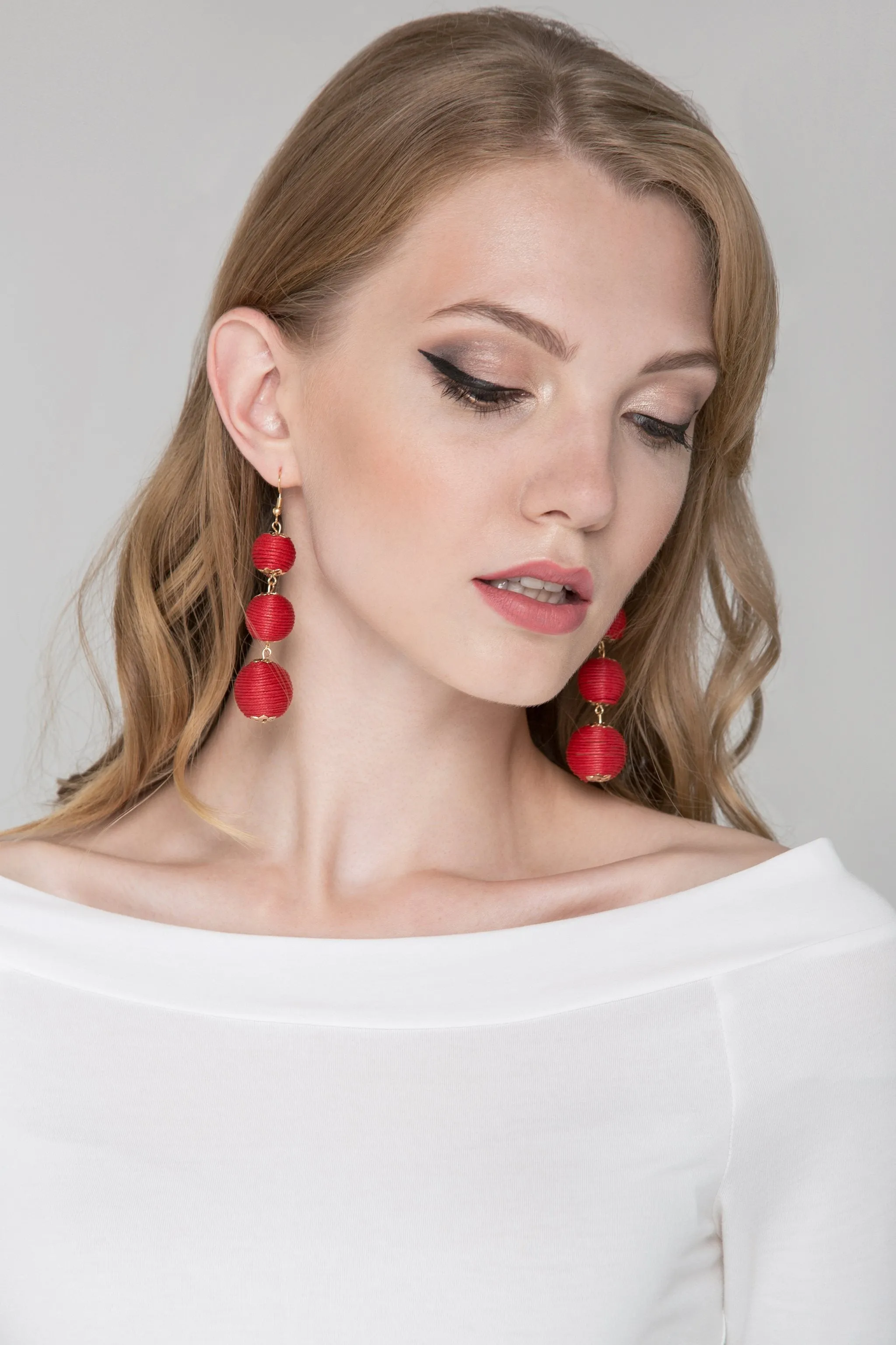 Deema Al Asadi - Red Yarn Ball Earrings