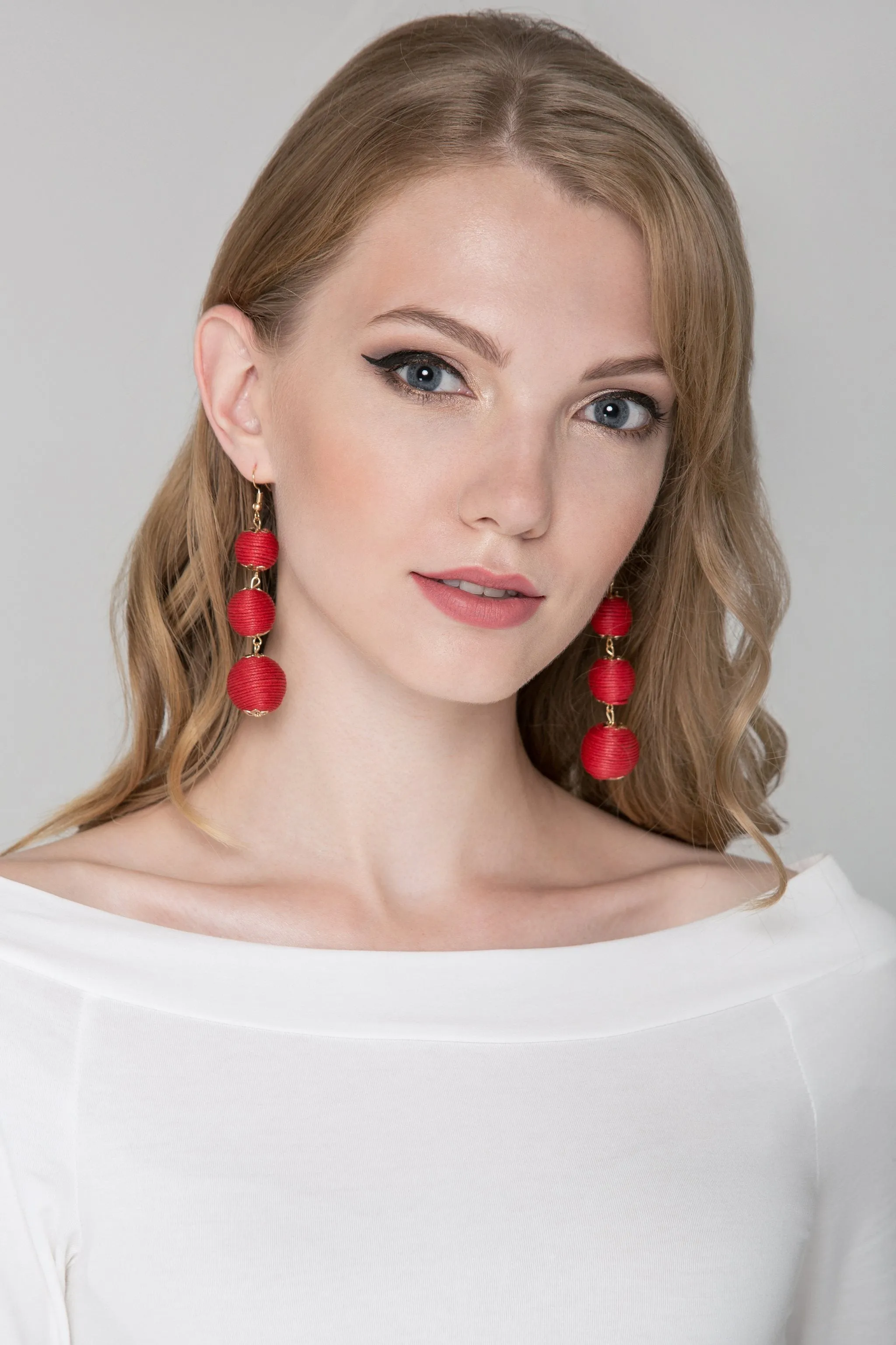 Deema Al Asadi - Red Yarn Ball Earrings