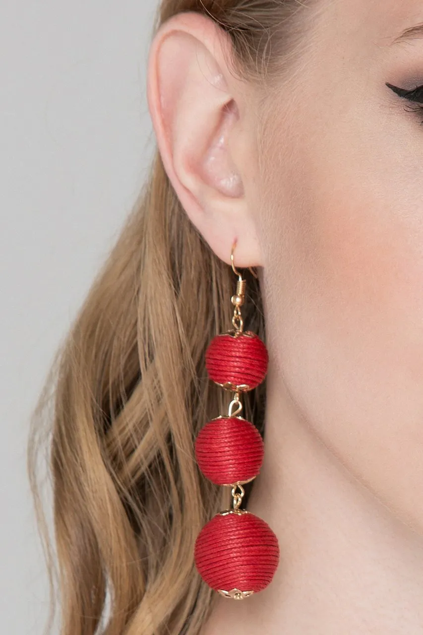 Deema Al Asadi - Red Yarn Ball Earrings