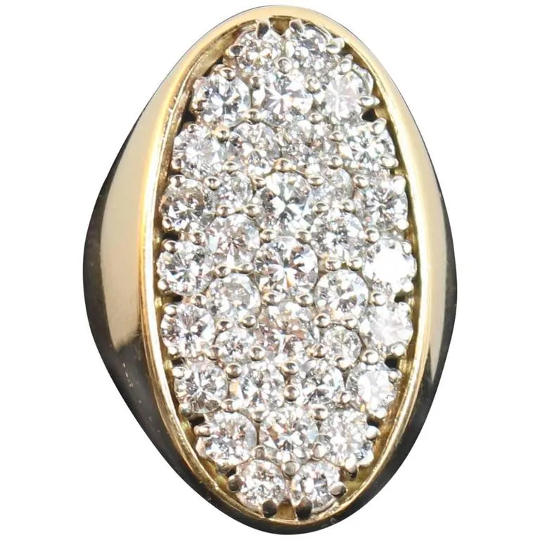 DIAMOND Circa 1970s Italian Ring 18 Karat Yellow Gold Size 6